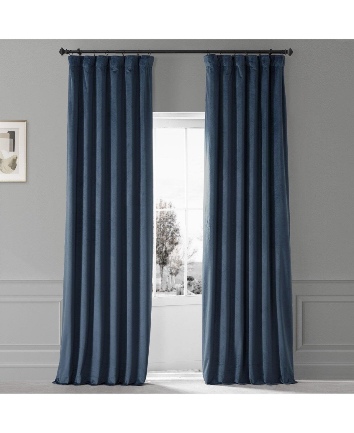 Varsity Blue Signature Plush Velvet Hotel Blackout Curtain - Blue