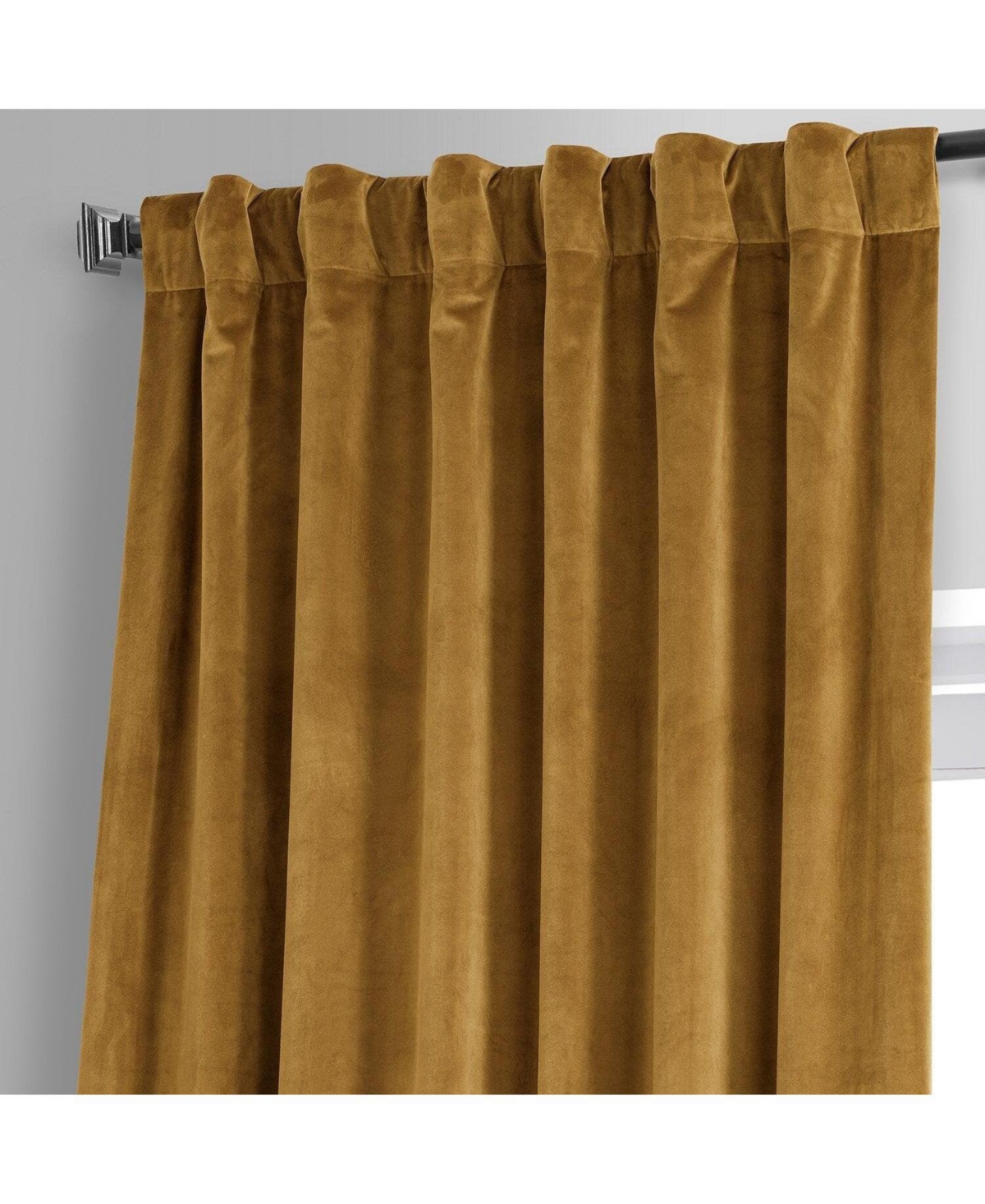 Half Price Drapes Apple Cider Gold Signature Plush Velvet Hotel Blackout Curtain In Gold