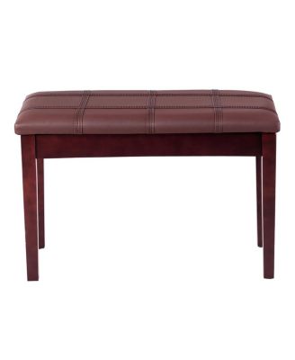 Double Piano Bench with PU Leather Seat and Hidden Storage, Solid Wood Frame