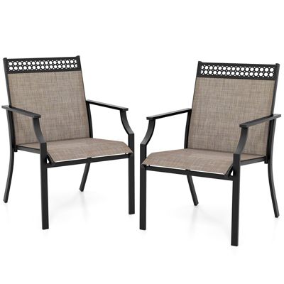 Patio Dining Chairs Set of 4 All Weather Outdoor Chairs w/ High Back & Armrests
