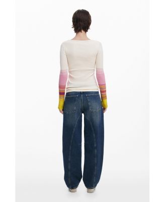 Women's T-shirt with printed sleeves