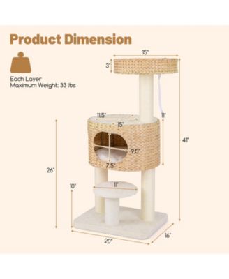 Modern Cat Tower with Top Perch, Cattail, & Fluff Condo Stylish & Cozy Cat Tree for Indoor Cats