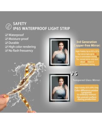 23.6 x 31.5 In Smart LED Lighted Bathroom Mirror with Bluetooth Speaker, Front-lit, Backlight