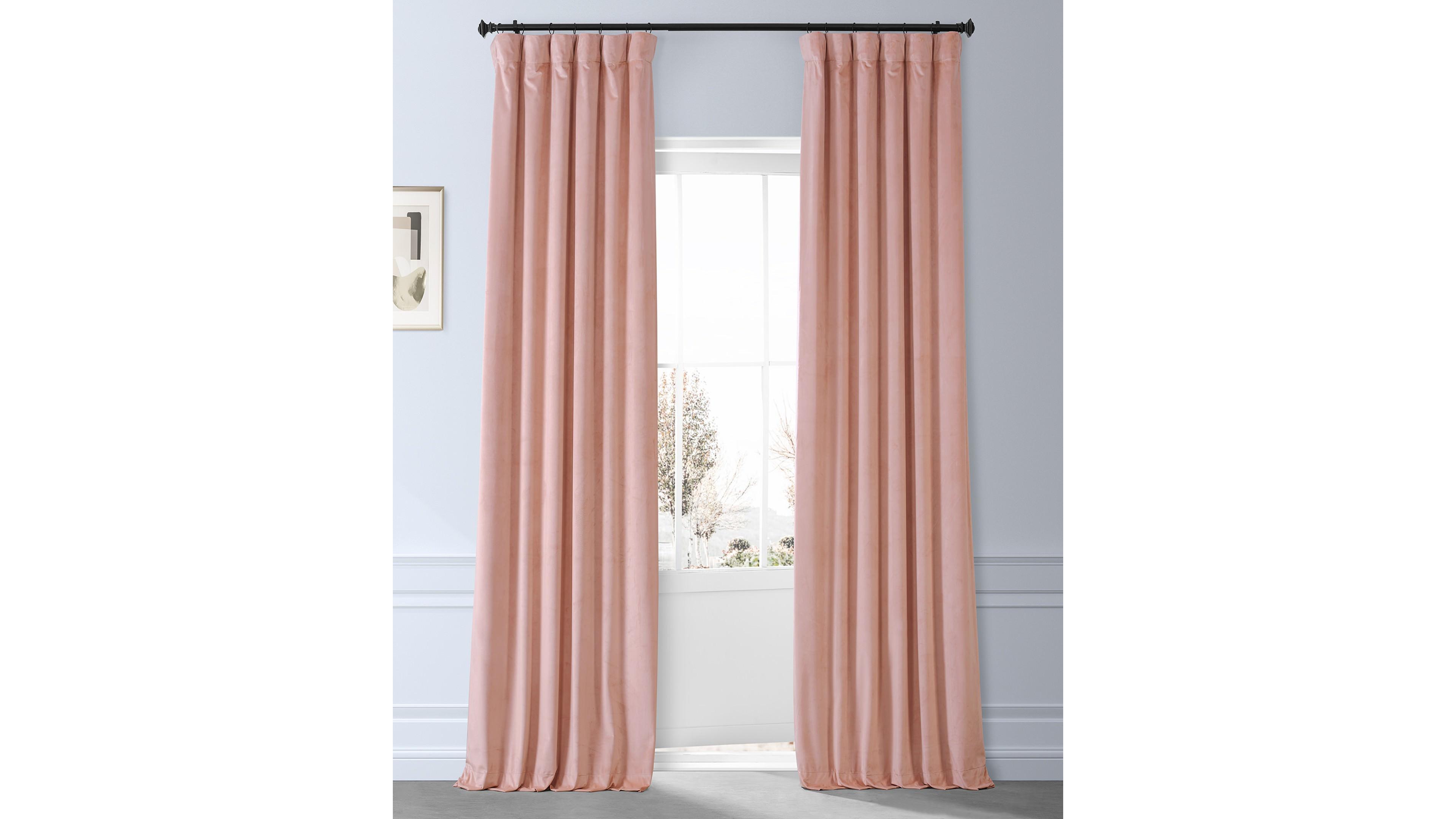 Half Price Drapes Apricot Blossom Signature Plush Velvet Hotel Blackout Curtain