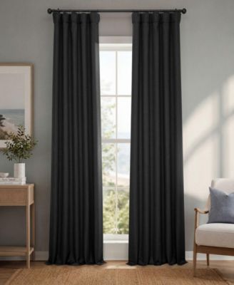 Extra Wide Faux Linen Room Darkening Curtains for Bedroom and Living Room Curtains (1 Panel)