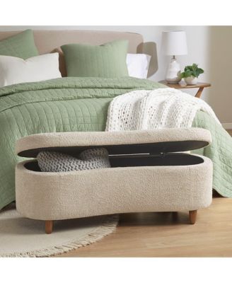 Flip Top Storage Bench in Taupe, Upholstered Storage Ottoman with Solid Wood Legs-The Pop Home