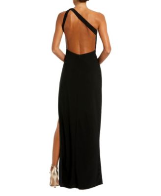 Women's One Shoulder Gown with Sheer Embellished Cut Out