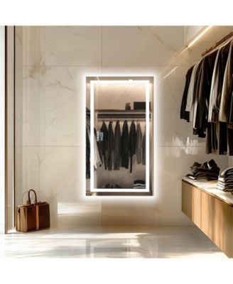 39.37 x 23.62 In Rectangle LED Lighted Bathroom Mirror Bluetooth Speaker Dimming Vanity Mirror