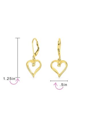 Delicate Open Heart Shaped Dangle Earrings Rose Gold Plated Sterling Silver