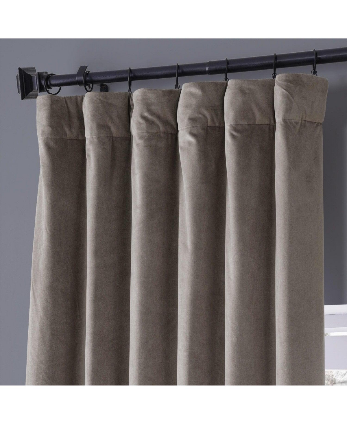 Half Price Drapes Library Taupe Signature Plush Velvet Hotel Blackout Curtain In Beige,tan