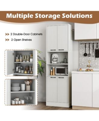 Kitchen Pantry Cabinet Tall Cupboard with Doors and Shelves