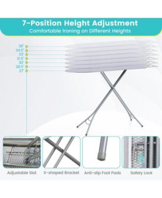 Foldable Ironing Board with Iron Rest and Adjustable Height