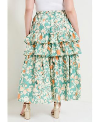 Women's June + Vie Poplin Tiered Midi Skirt