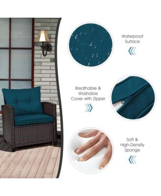 Set of 3 Rattan Furniture Set Patio Cushioned Conversation Set Sofa