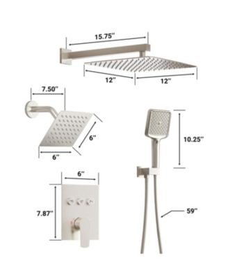 3-Function Dual Shower Head Pressure-balanced Shower System with 4 Sprays Handheld