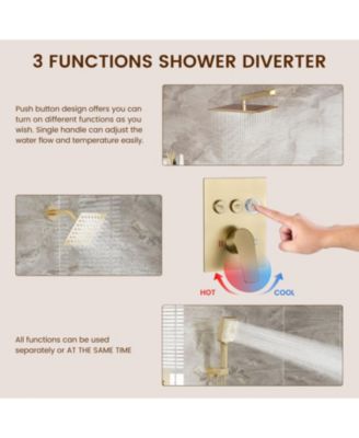 3-Function Dual Shower Head Pressure-balanced Shower System with 4 Sprays Handheld