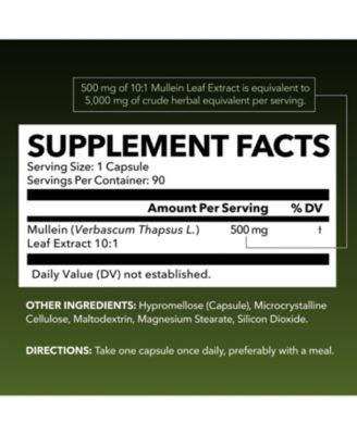 Mullein Leaf Extract Capsules, Lung & Respiratory Health, Daily Respiratory Health Supplement, Lung Support, 90ct