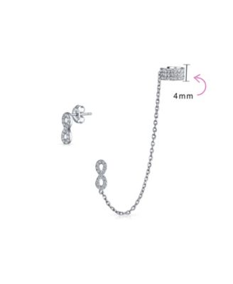 Love Symbol Ear Cuff Cartilage Threader Wrap Infinity Earring CZ Stud Set Gold