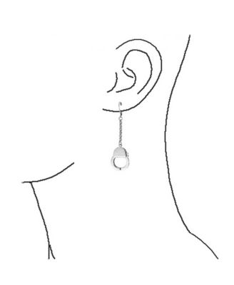 Partners Couples Grey Handcuffs Lever Back Dangle Earrings BlackSilver Tone Steel