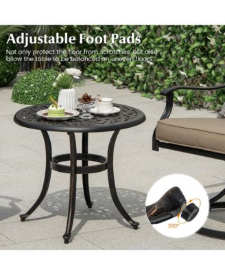 Cast Aluminum Patio Table 24''Outdoor Round Side Table Anti-Rust Coffee Bistro Table