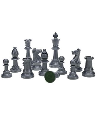Color Bright Plastic Staunton Tournament Chess Pieces with 3.75 in. King - Half Chess Set of Chess Pieces Only, Silver