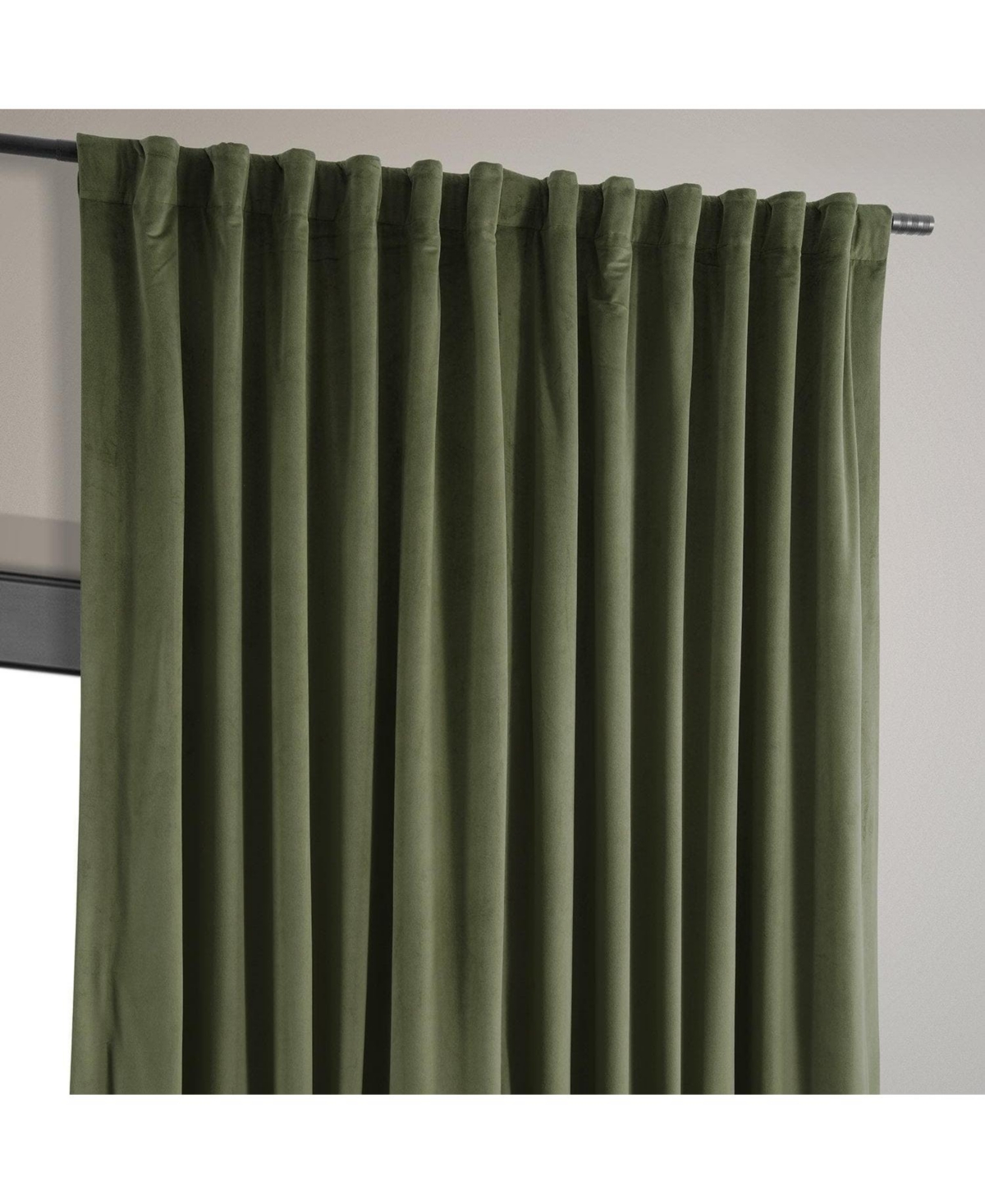 Half Price Drapes Hunter Green Signature Extra Wide Velvet Blackout Curtain In Green