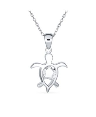 Nautical Plumeria Flower Blue Opal Sea Turtle Pendant Necklace Sterling Silver