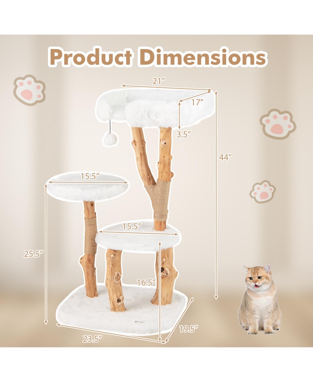 Cat Tree with Jute Scratching Posts Durable & Cozy Play Tower for Cats