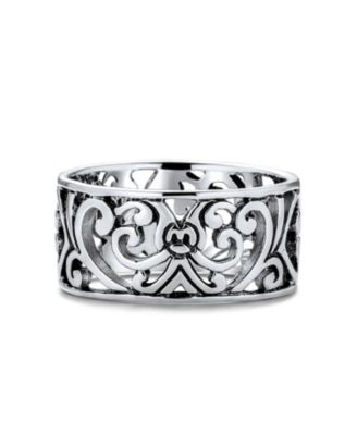 Boho Fashion Sterling Silver Ring with Open Swirl Filigree Design