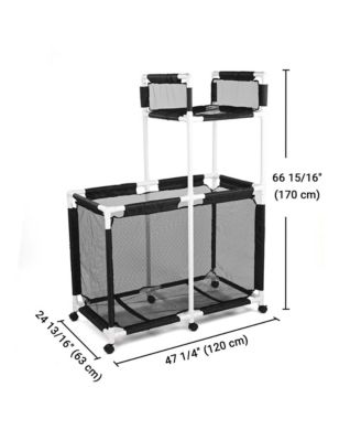 Extra Large Mesh Pool Storage Bin Noodles Holder Toys Organizer,Rolling 6 Wheels,Double Decker Cart