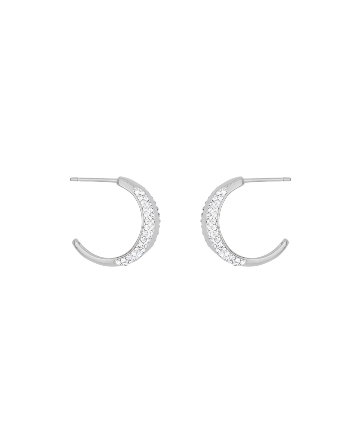 And Now This Clear Crystal Push Back C-hoop Earrings In Silver