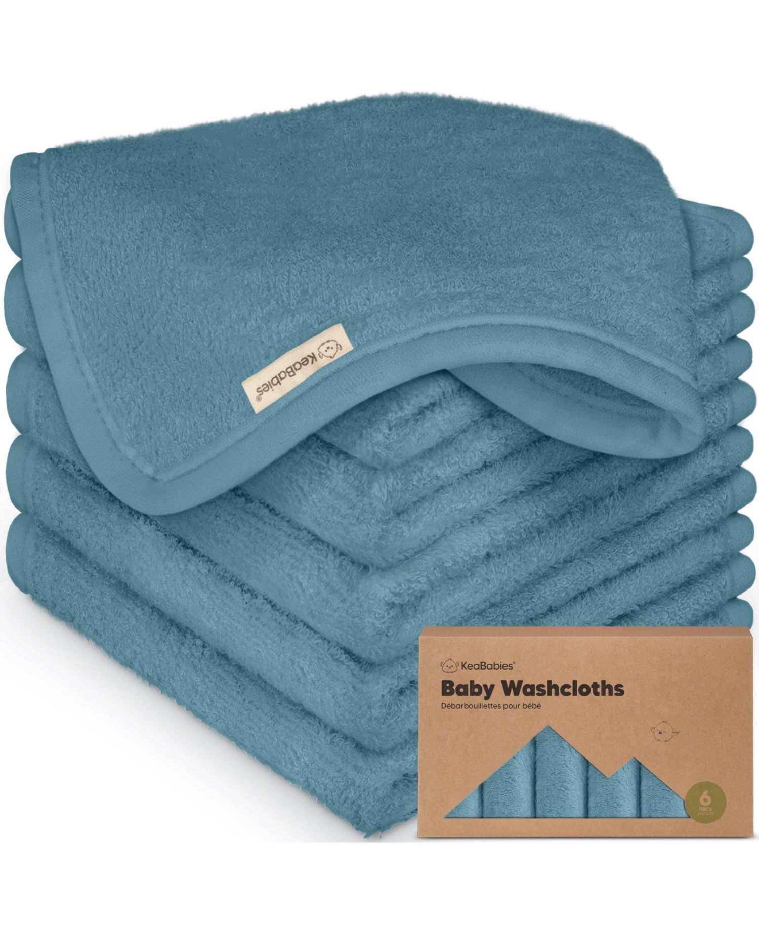 6pk Deluxe Baby Washcloths, Organic and Soft Baby Wash Cloth, Baby Bath Towel, Face Cloths