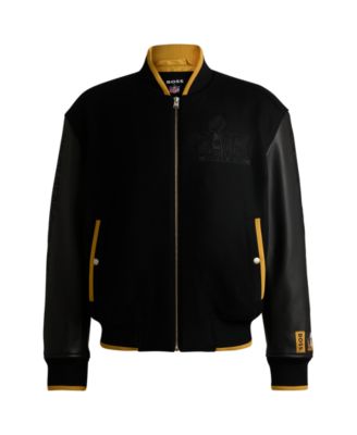 x NFL Leather Sleeve Wool-Blend Jacket