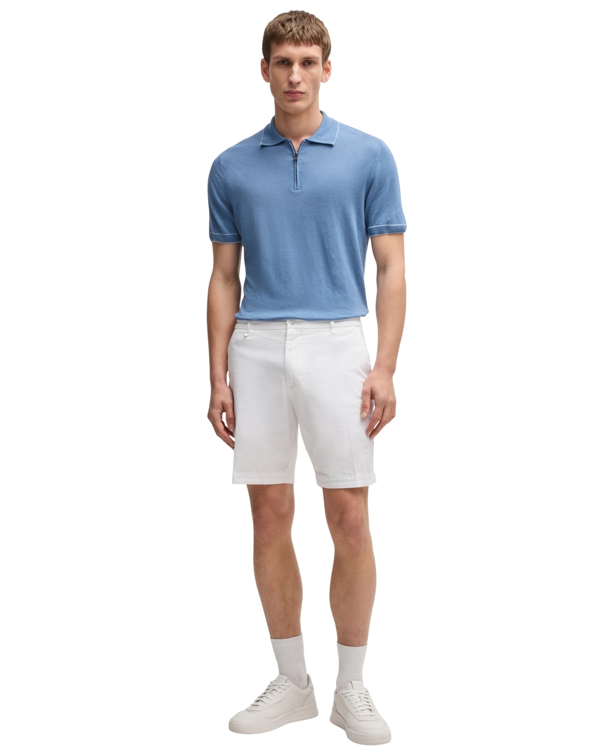 Hugo Boss Boss By  Men's Cotton-twill Slim-fit Shorts In White