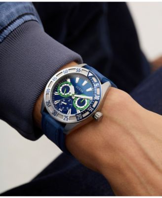 Men's Multifunction Blue Silicone Watch, 44mm