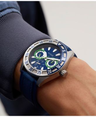 Men's Multifunction Blue Silicone Watch, 44mm