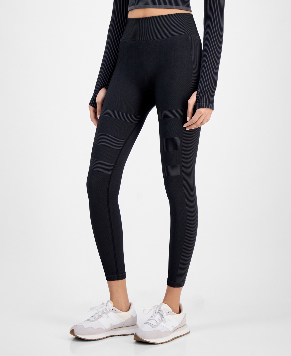 Id Ideology Women's Seamless High-rise Leggings, Exclusively At Macy's In Deep Black