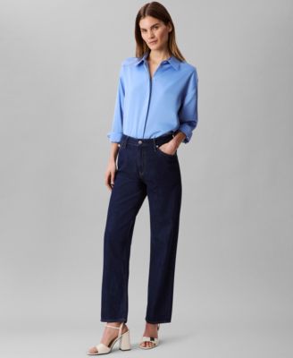 calvin klein dress shirts women's Calvin Klein Women's Matte-Satin Button-Down Shirt