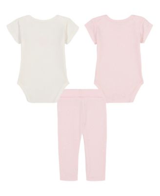 Baby Girls 3-Piece Logo Hearts Bodysuits and Printed Leggings Set