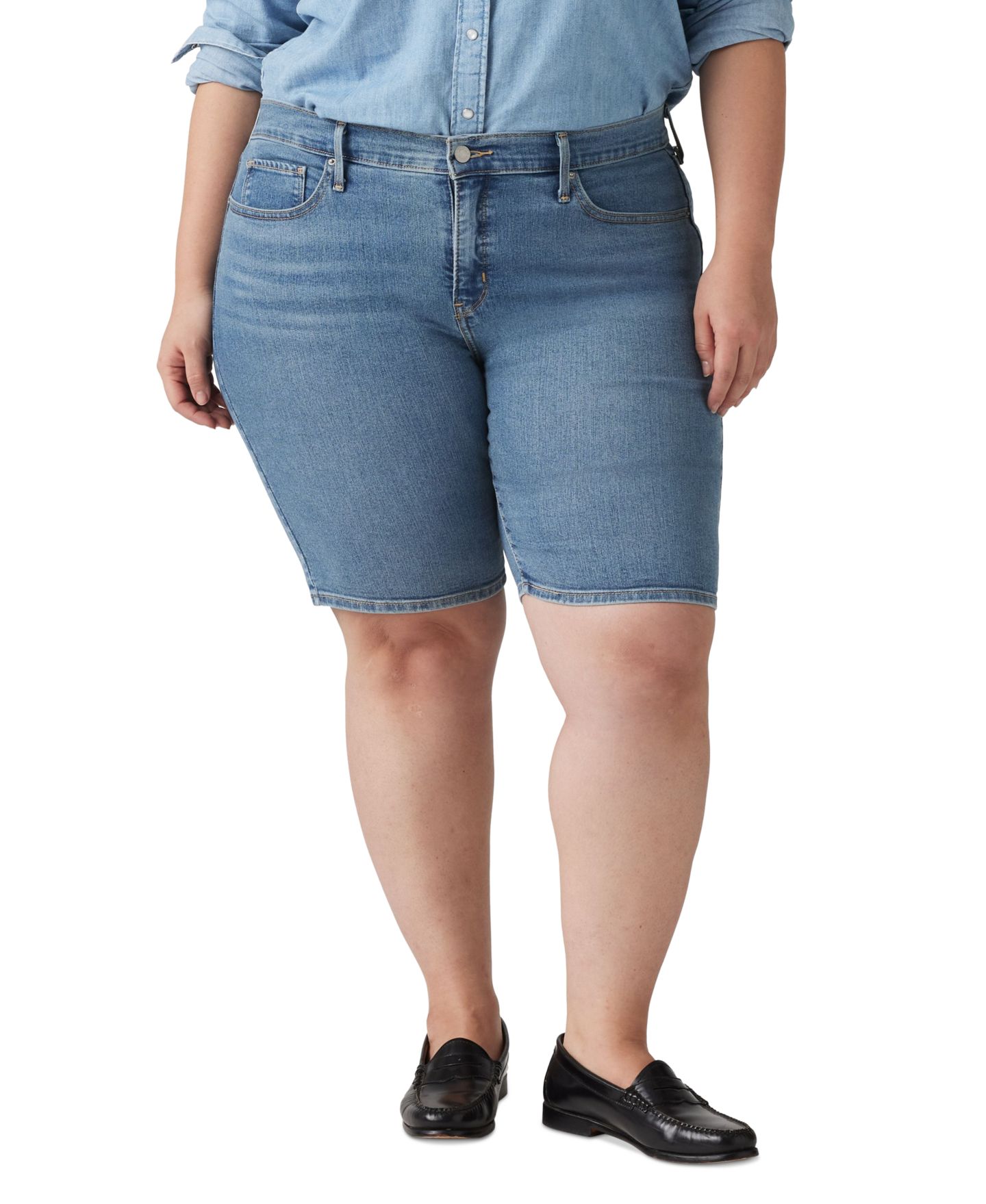 Женские шорты Levi's Plus Size Mid-Rise Shaping Bermuda, цвет: Джинсовый — фото 1