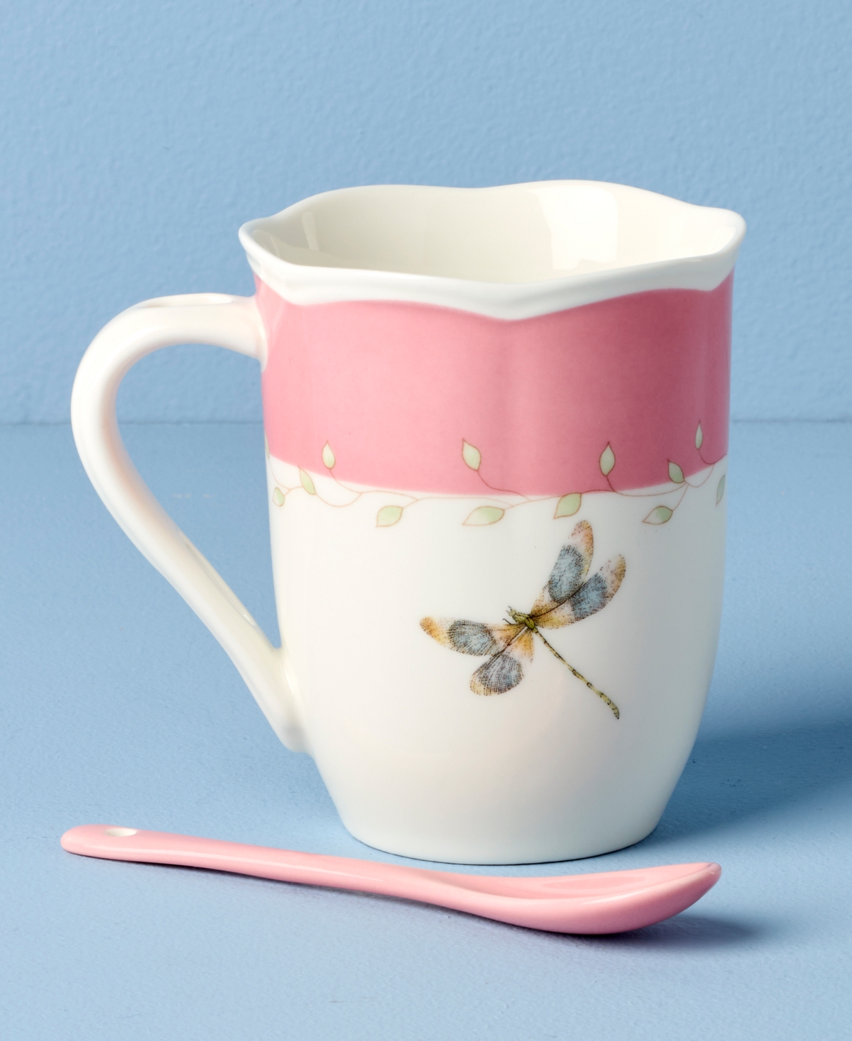 Lenox Butterfly Meadow Mugs With Spoons, Set Of 2 In Pink