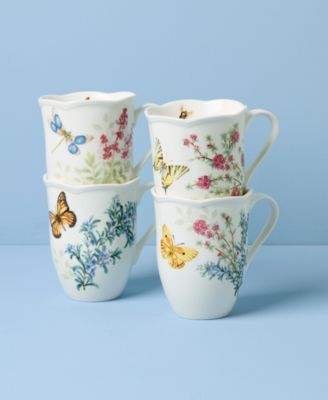 Butterfly Meadow Herbs Mugs, Set of 4