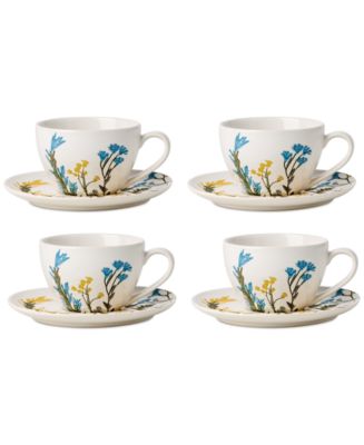 Lenox Wildflowers Tea Cup & Saucer, Set of 4 - Macy's