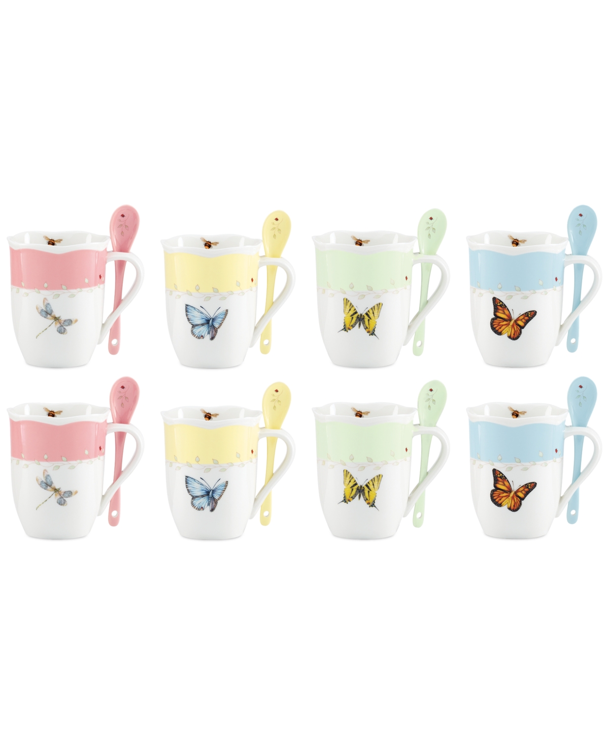 Butterfly Meadow Mug with Spoon, Set of 8, Exclusively at Macy's - Multi