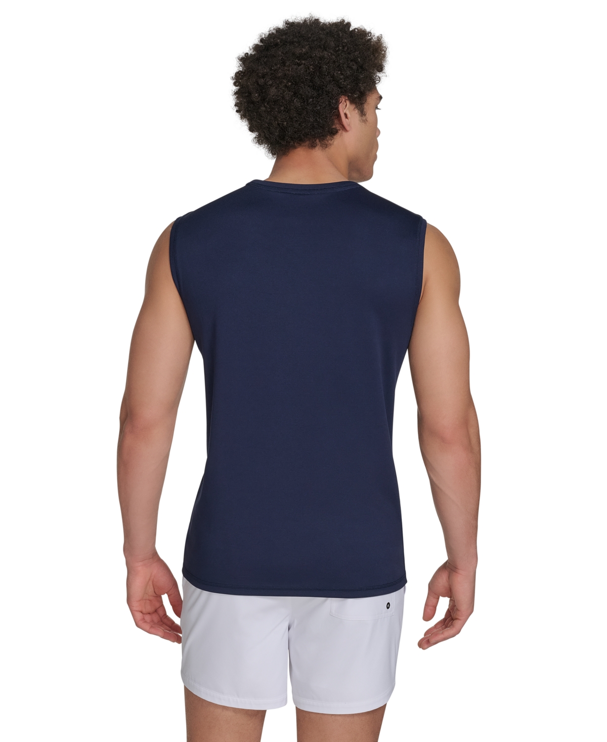 Calvin Klein Men's Logo Sleeveless Swim Rash Guard In Navy