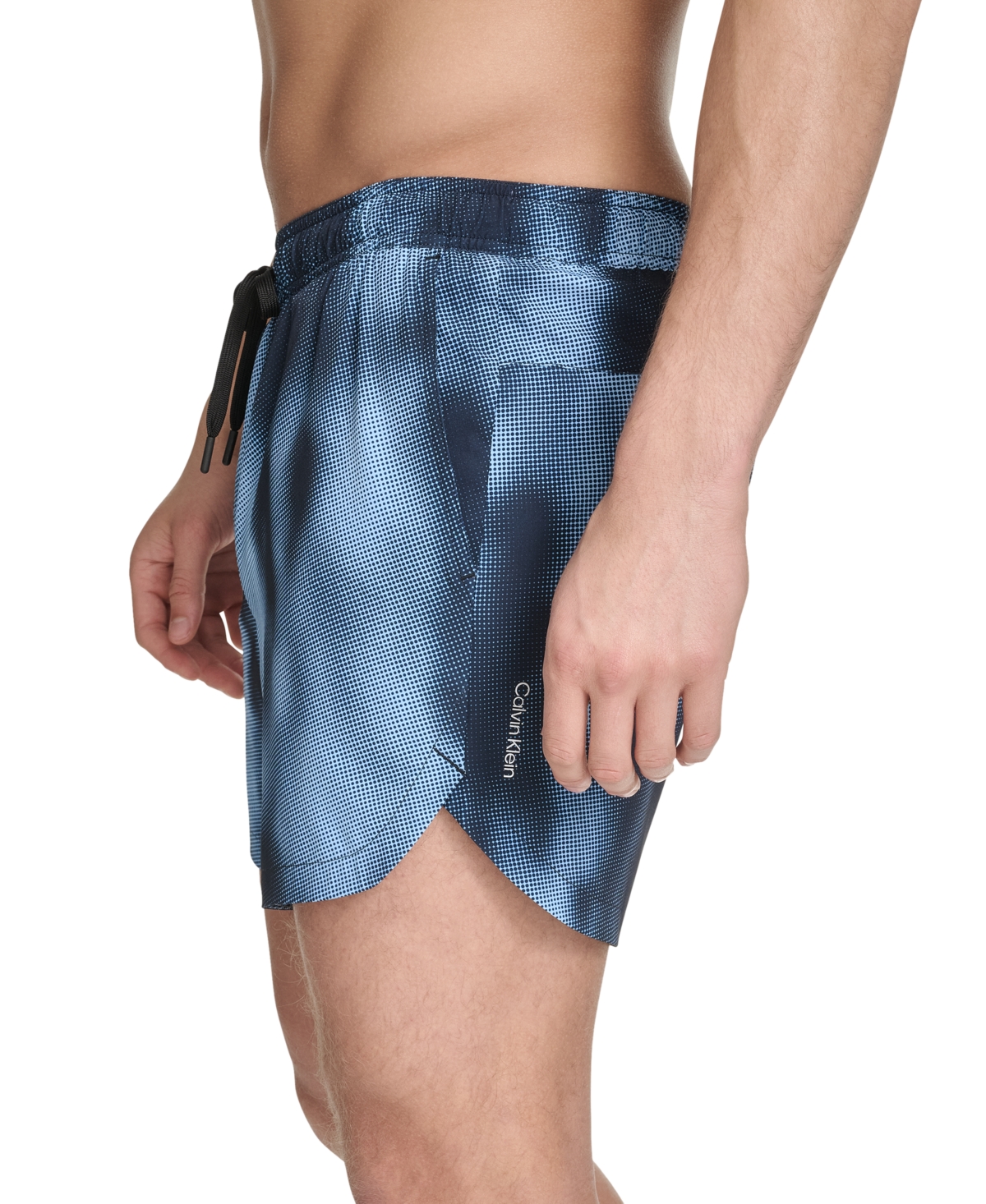 Shop Calvin Klein Men's Stretch Active Modern Euro 5" Swimsuit In Blue Multi