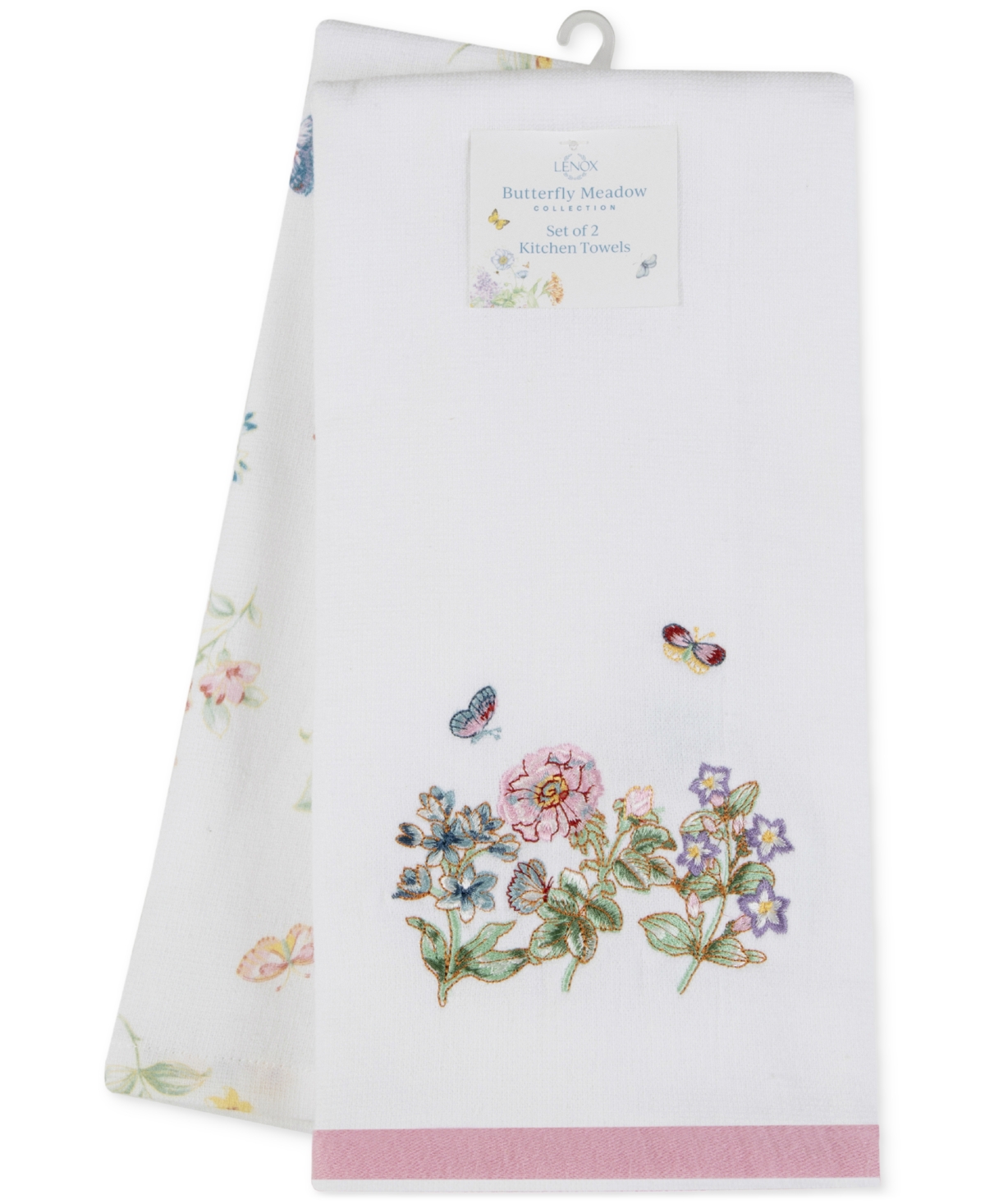 Lenox Butterfly Meadow Printed Kitchen Towel, Set Of 2 In White