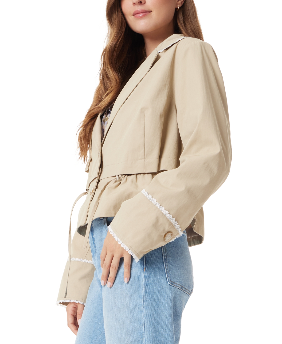 Shop Sam Edelman Women's Gina Convertible Lace-trim Trench In Tan
