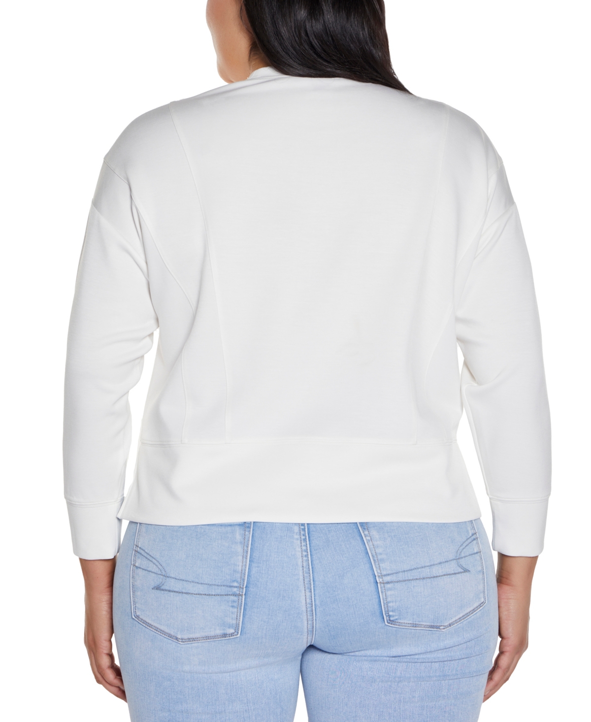 BELLDINI PLUS SIZE SCUBA KNIT DROP-SHOULDER TOP 