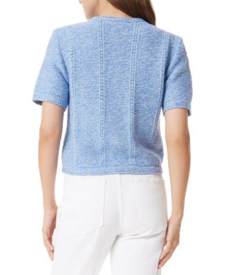 【SCENERITY】Cent Short Sleeve Cardigan Sam Edelman Women's Colleen Novelty-Stitch Short-Sleeve